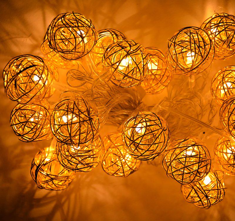 Гирлянда шарик проволока LED 20 Золото (201898)