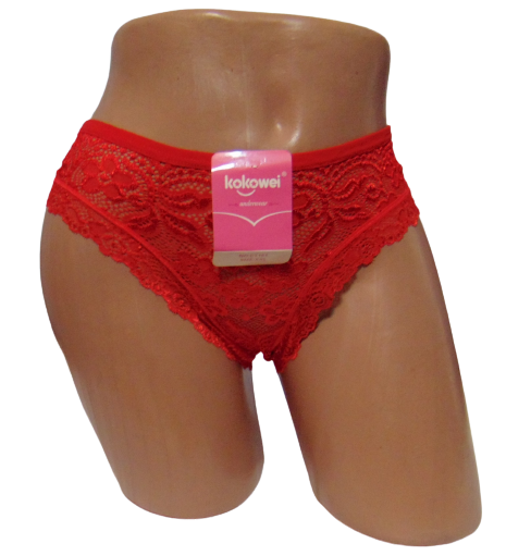 Женские трусы в рубчик Kokowei 151 с кружевом 2XL Красный (1766586937)