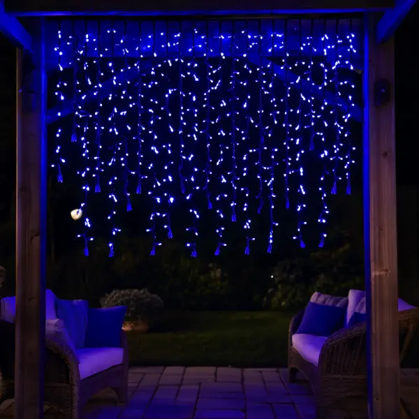 Гирлянда уличная Бахрома 20 м 335 LED гирлянда штора черный провод Синий (20MBBL)