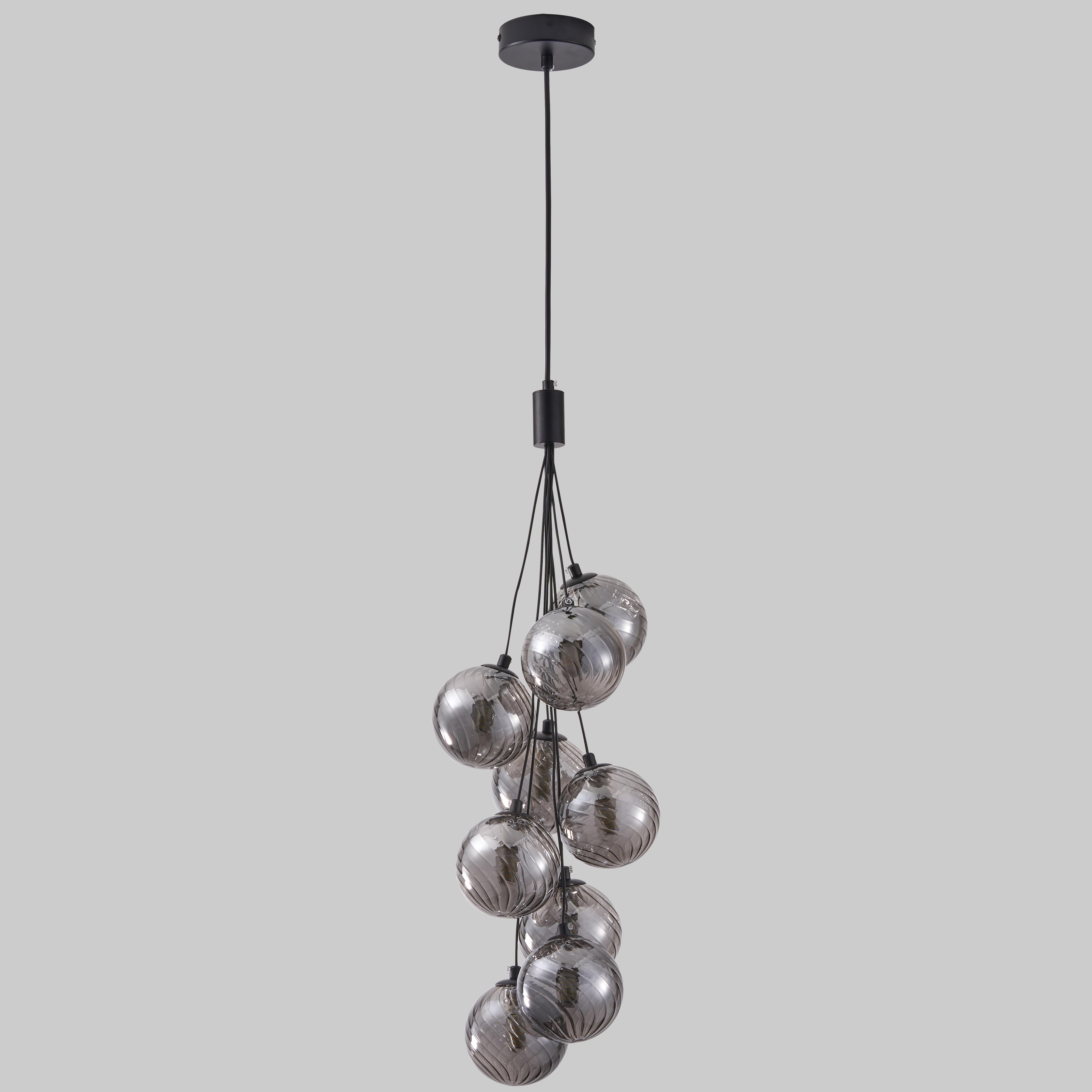 Люстра подвесная Пучок с графитовыми плафонами на 9 ламп Черный (88-P67068-9 BK/SM)