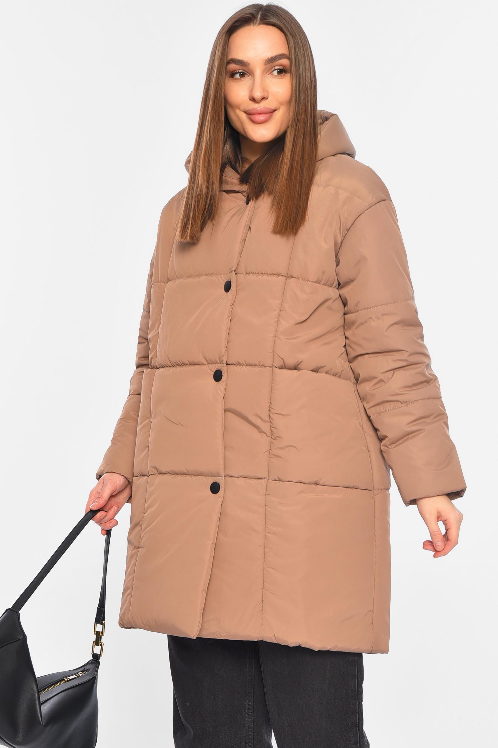 Куртка женская удлиненная демисезонная S Темно-бежевый (196384)