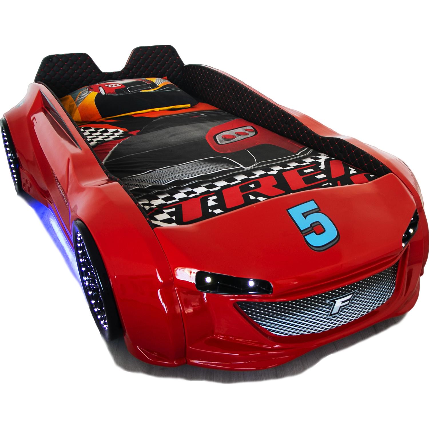 Кровать-машина Super Car Jaguar с подсветкой фар колес и днища/пульт ДУ Красный Кровать-машина Super Car Jaguar с подсветкой фар колес и днища/пульт ДУ Красный