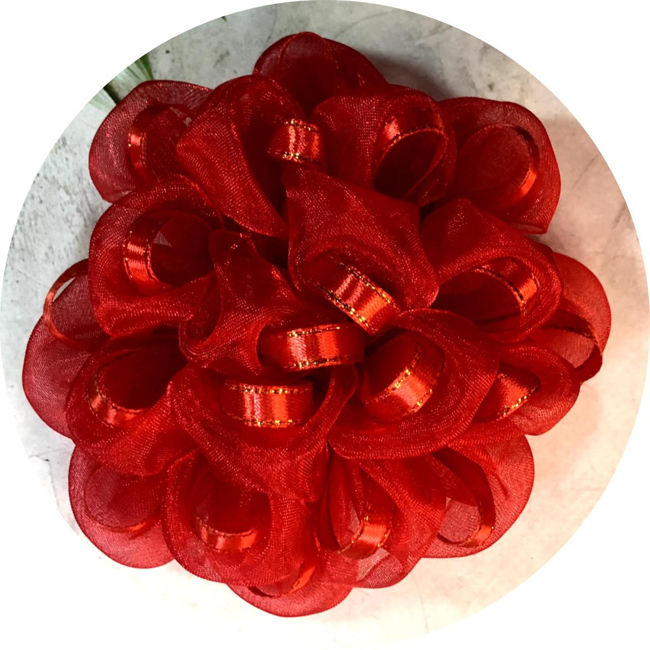 Бантик для волос детский на резинке D11 см Красный (10432)