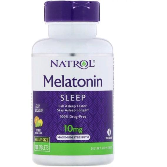 Мелатонін для сну Natrol Melatonin Maximum Strength 10 мг 100 Tabs Citrus Flavor (NTL-07166)