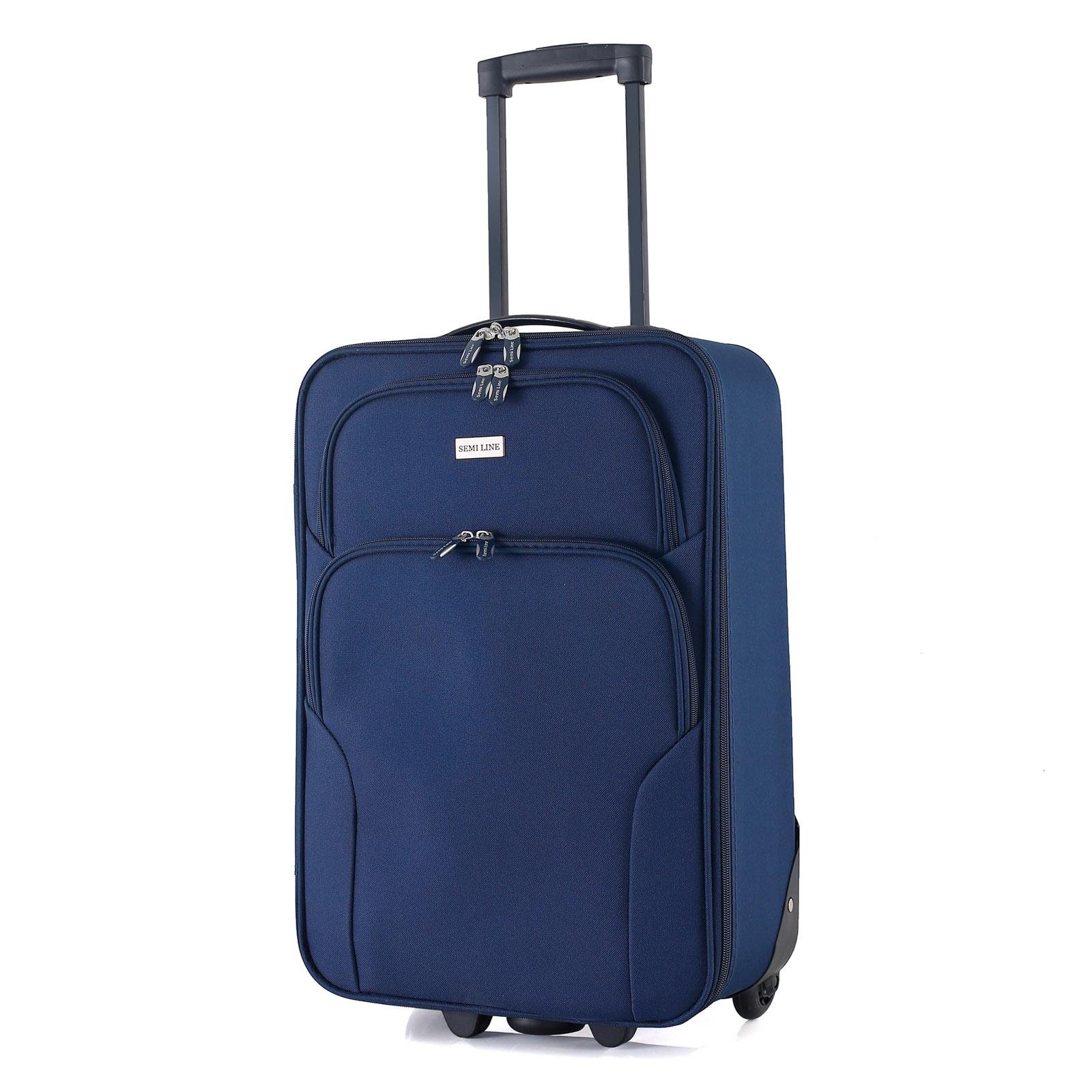 Чемодан SEMI LINE 20" ручная кладь на 2 колесах полиэстер 600D защищенные колеса и 2 кармана объем 34 л Синий