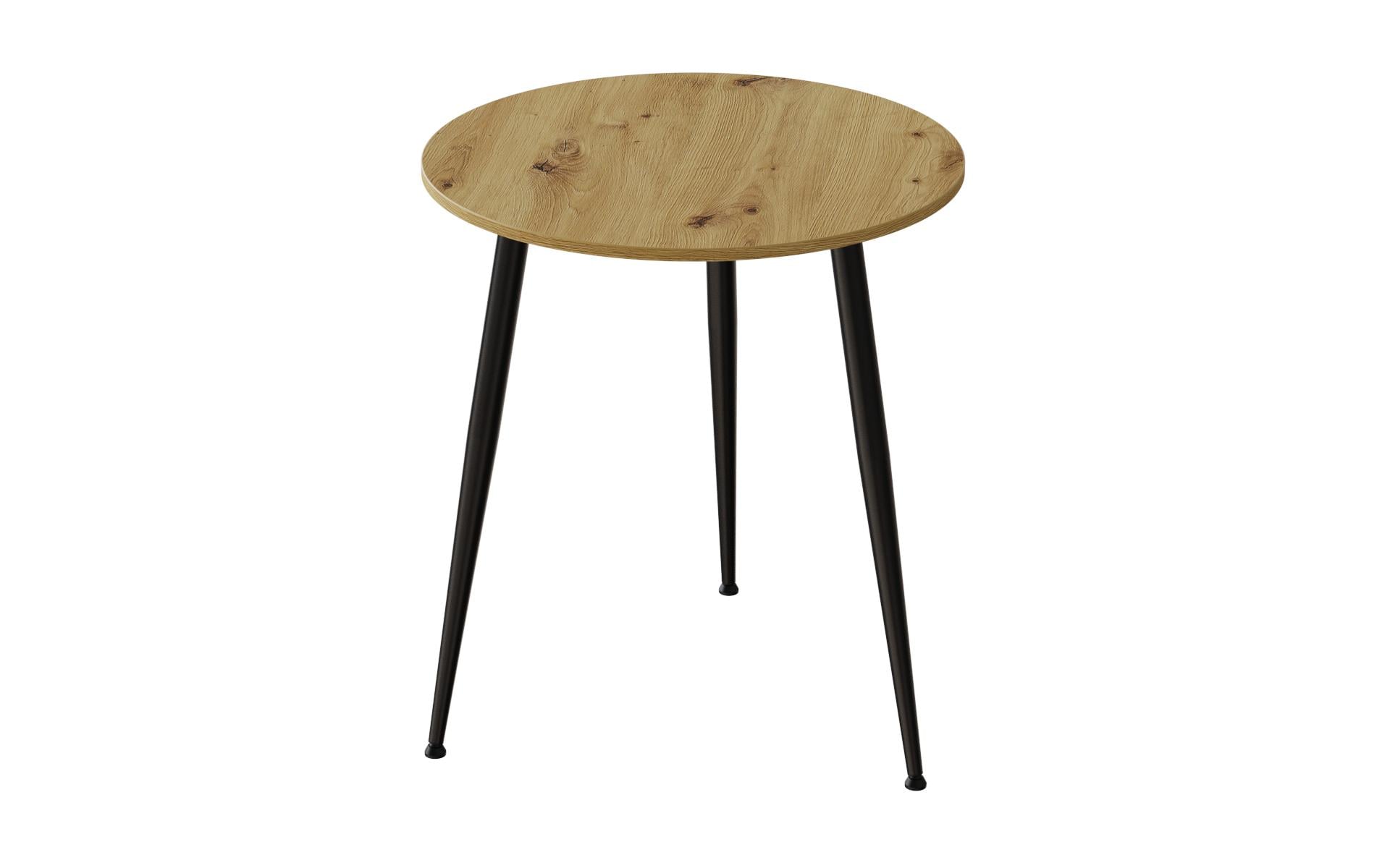 Обідній стіл круглий Ferrum-decor OPTIMA 3 ніжки конусні метал/ДСП 16 мм 750x670x670 мм Чорний/Дуб Артизан (FRD-107445)