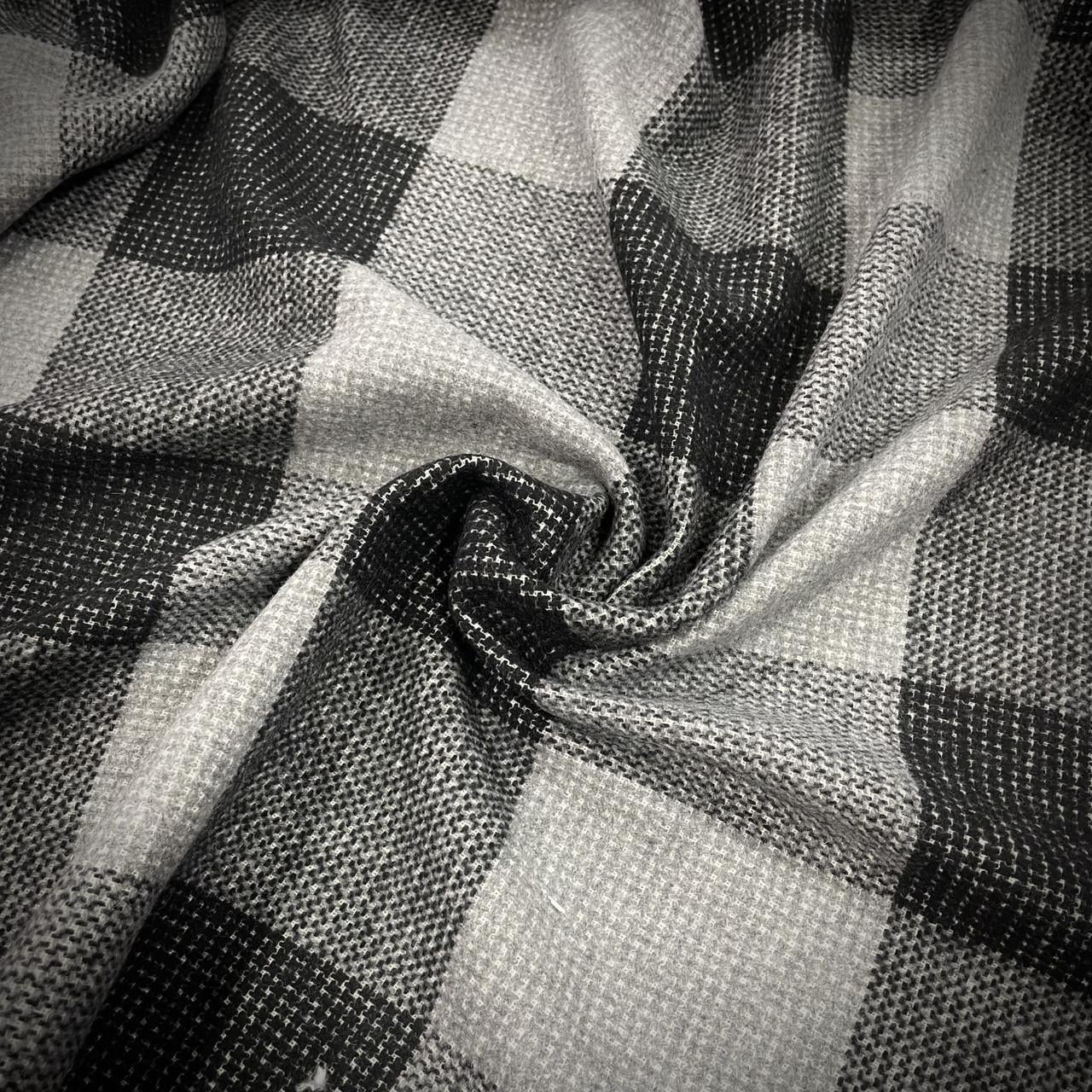 Ткань пальтовая в клетку шерсть Серый (24479369)