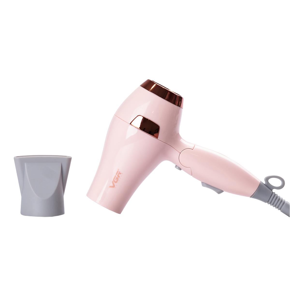 Фен для волос дорожный VGR V-432 с концентратором Розовый (HPV432BE)