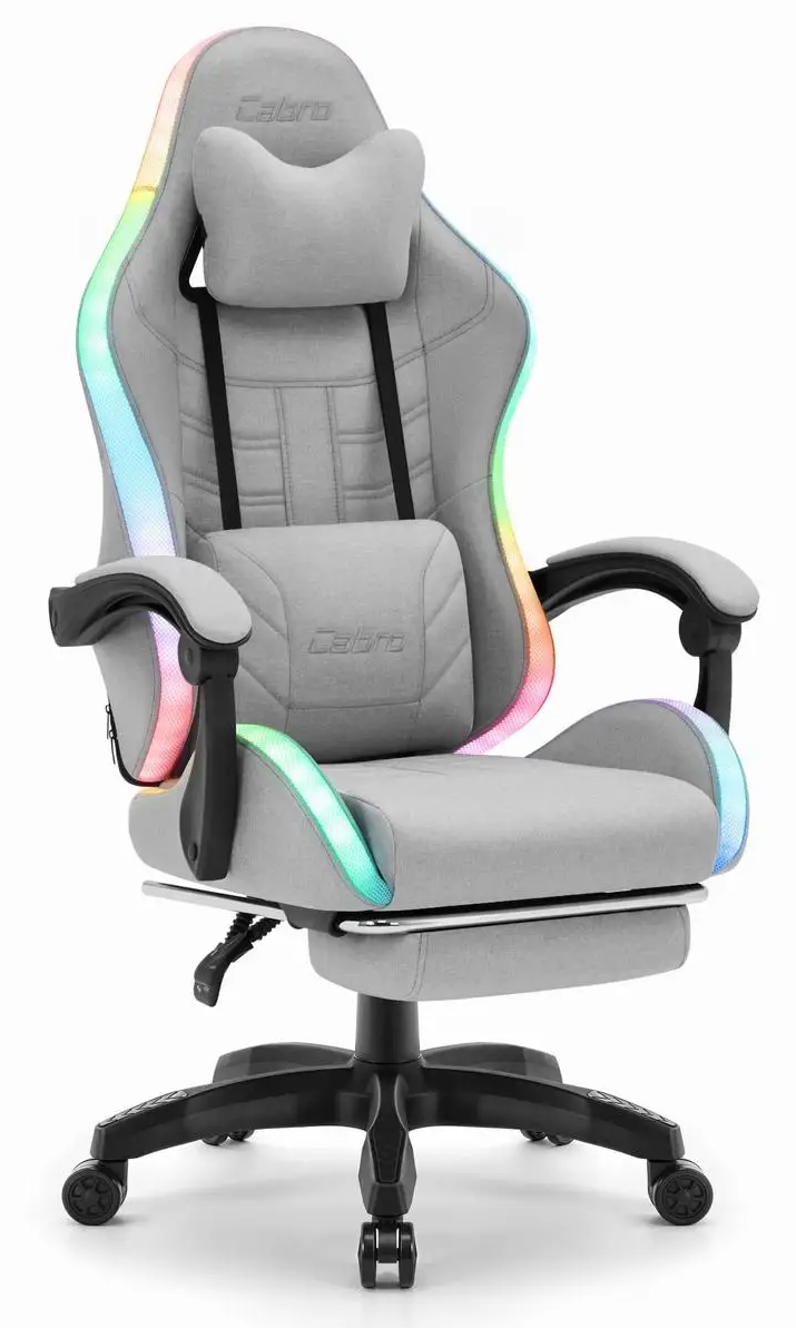 Крісло геймерське з підставкою для ніг Cabro C501 RGB Grey тканина до 150 кг (AN-С501GRGB) - фото 5