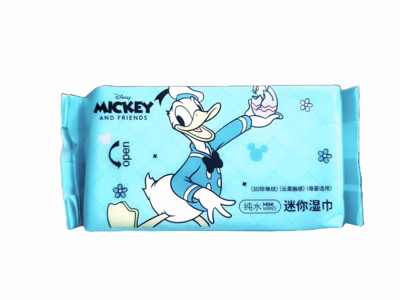 Салфетки влажные мини Дональд Дак Disney без спирта и запаха 8 шт. (0608)