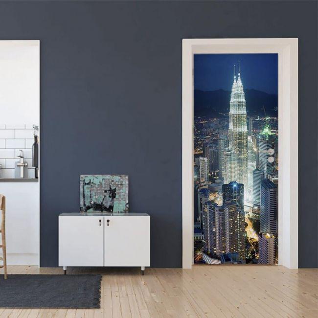 Наклейка интерьерная на двери Sticker Wall SW-00000946 Огни ночного города 104х210 см