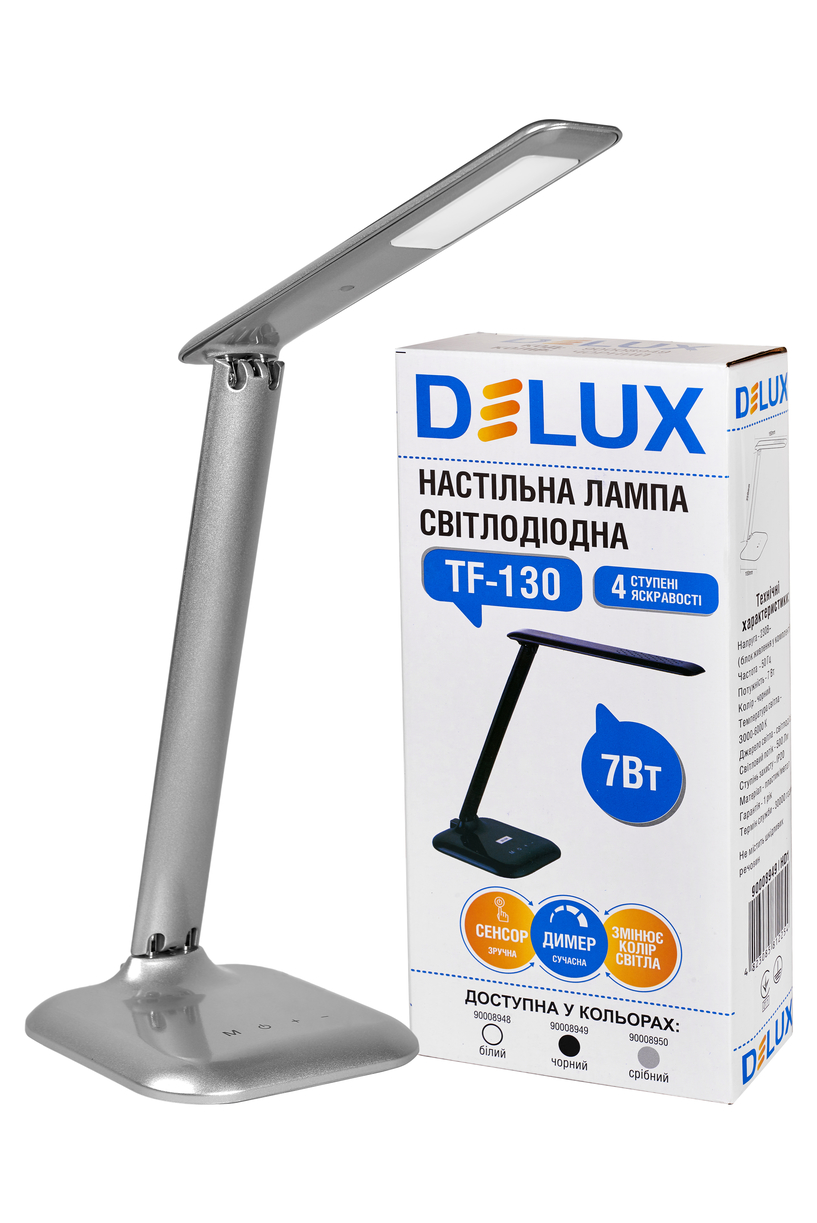 Світильник світлодіодний настільний Delux TF-130 6000К 7 Вт Срібло (90008950) - фото 2 Світильник світлодіодний настільний Delux TF-130 6000К 7 Вт Срібло (90008950) - фото 2