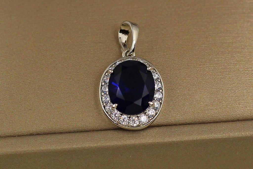 Кулон Xuping Jewelry Малинки синий камень 1,7 см Серебристый