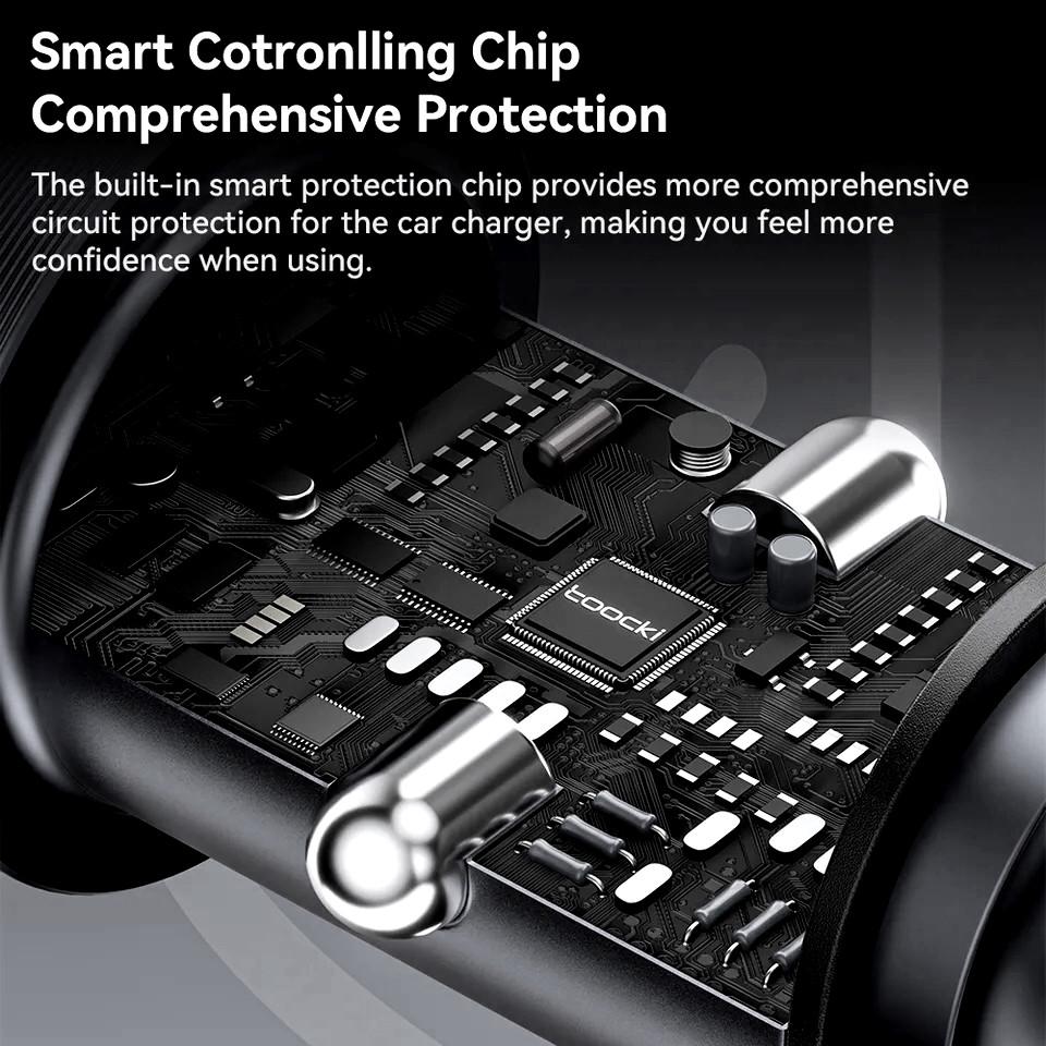 Зарядний пристрій автомобільний Toocki 95W 1 Type-C 65w/1 USB 30w Metall (25397430) - фото 8 Зарядний пристрій автомобільний Toocki 95W 1 Type-C 65w/1 USB 30w Metall (25397430) - фото 8