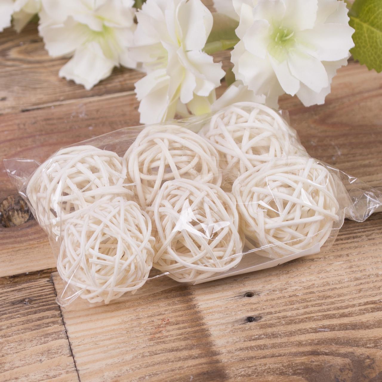 Набор Шарики ротанг 3 см Кремовый (3037-5)