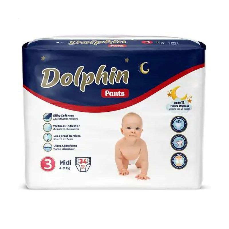 Подгузники-трусики Dolphin Pants Midi р. 3 4-9 кг 34 шт. (33391870)