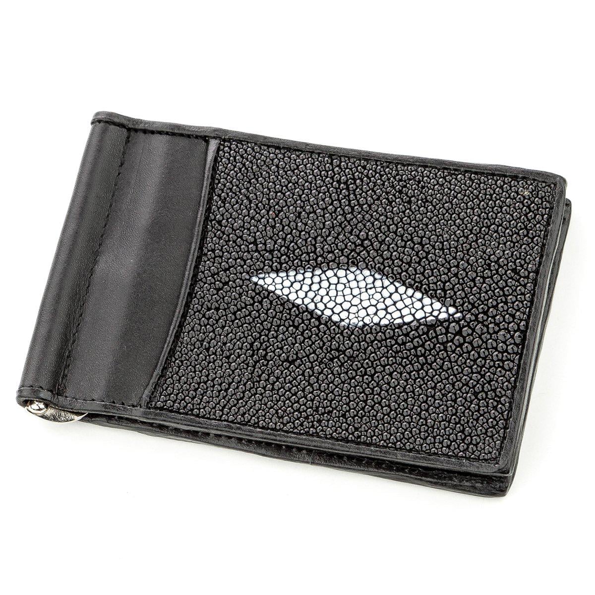 Зажим для денег Stingray Leather 18559 из натуральной кожи морского ската Черный Зажим для денег Stingray Leather 18559 из натуральной кожи морского ската Черный