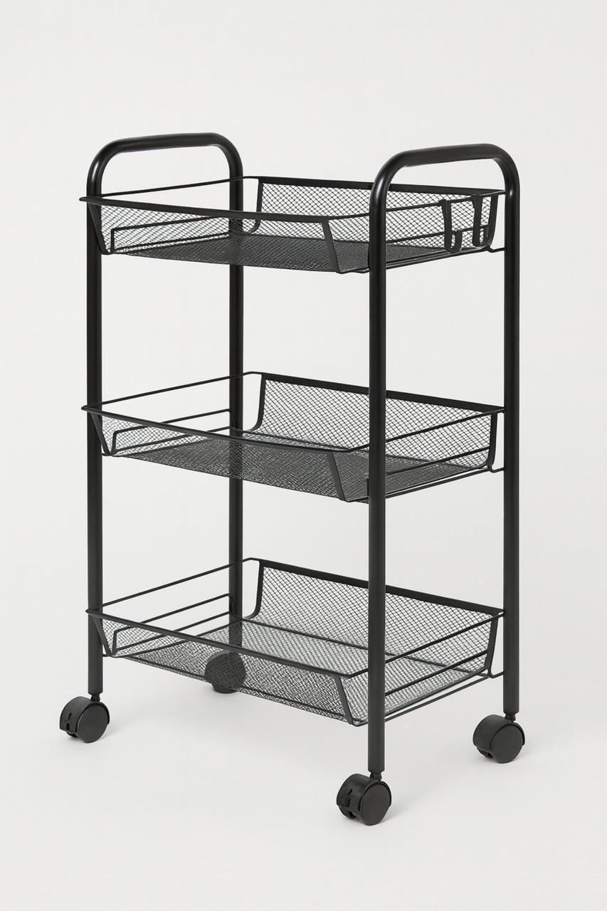 Полка на колесиках металлическая 3-уровневая для кухни и ванной 63х43х25,5 см (7122)
