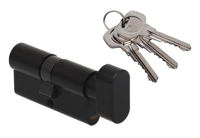 Серцевина YALE 500 30х45 мм баранець з короткої сторони 3 ключа Чорний (Y500-B30/45bl)