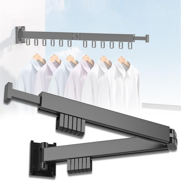 Вешалка-сушилка настенная LS-7829 раскладная 66x23х10х6,5 см Black (784780576) - фото 2 Вешалка-сушилка настенная LS-7829 раскладная 66x23х10х6,5 см Black (784780576) - фото 2