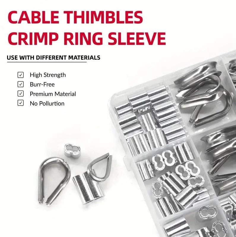 Набір затисків та коушів для троса M1.2/M1.5/M2/M2.5/M3/M4 258 шт. Spec (SP-066258) - фото 6 Набір затисків та коушів для троса M1.2/M1.5/M2/M2.5/M3/M4 258 шт. Spec (SP-066258) - фото 6