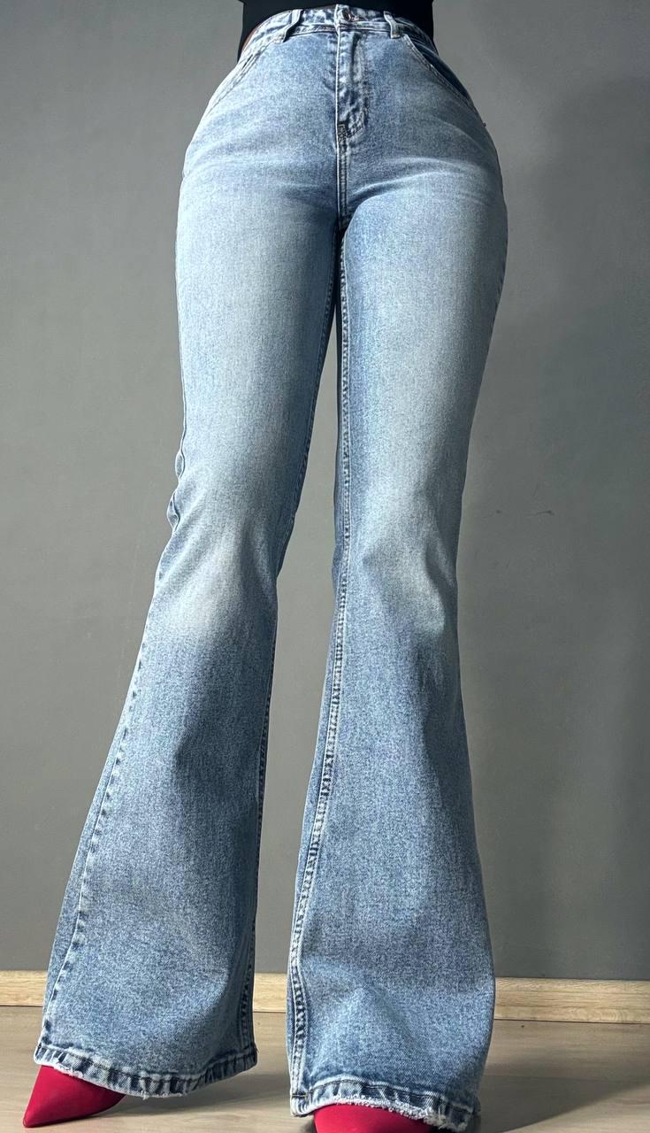 Джинсы женские Sherocco 7044-1 FLARE клеш от колена стрейчевые Голубой