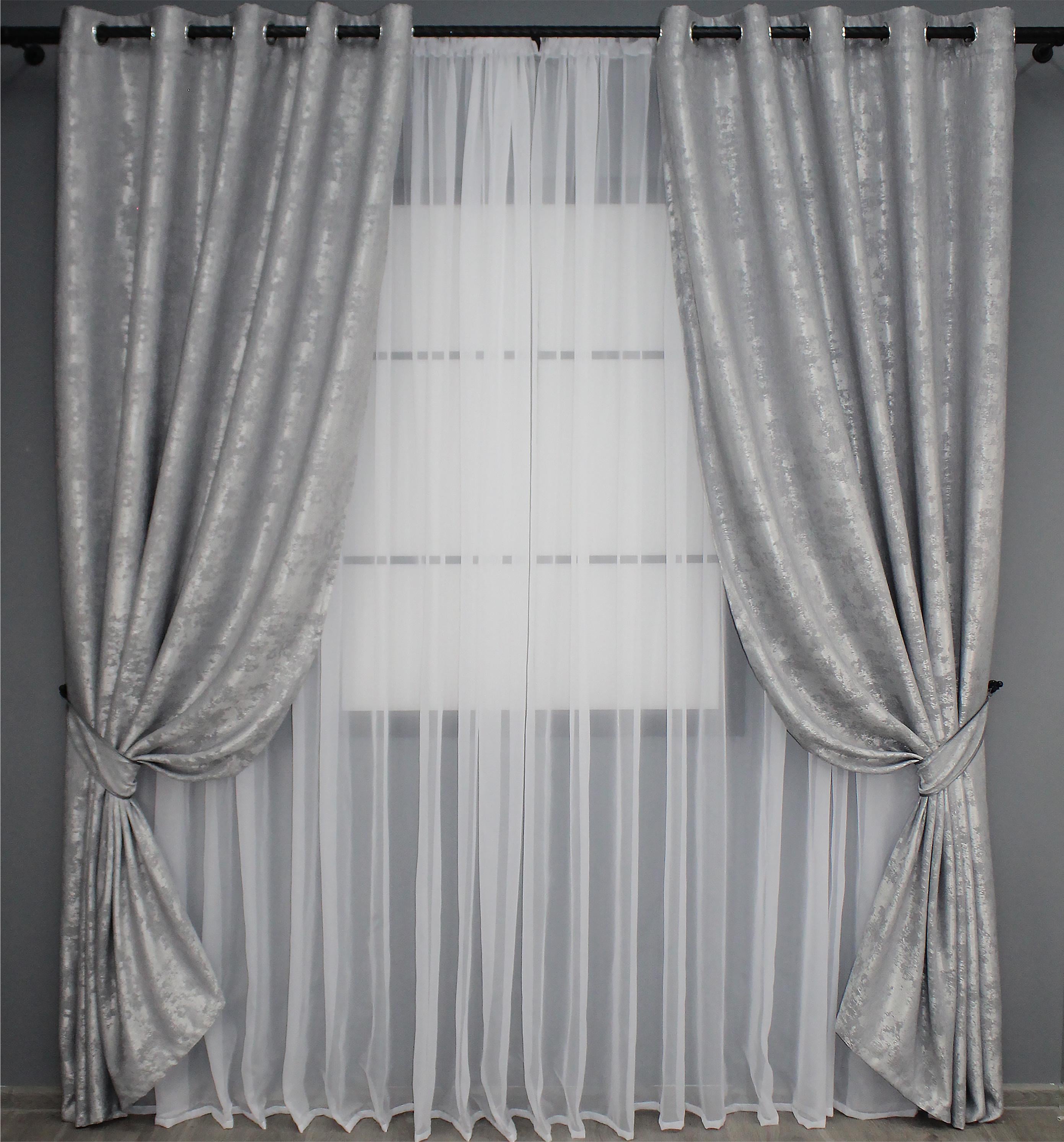 Комплект штор на люверсах VR-Textil Sultan XO № 1124ш 150х250 см 2 шт. Светло-серый (37-0022)