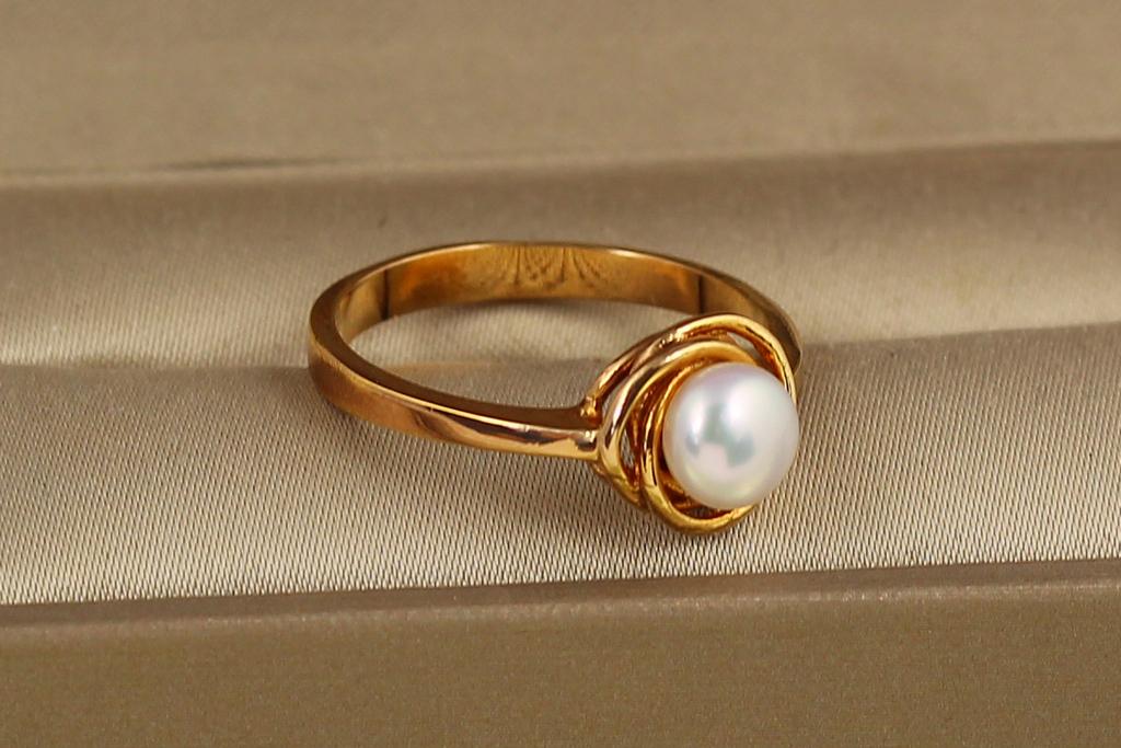 Кольцо жемчужина в круге с натуральной речной жемчужиной р. 18 (28809251) - фото 2