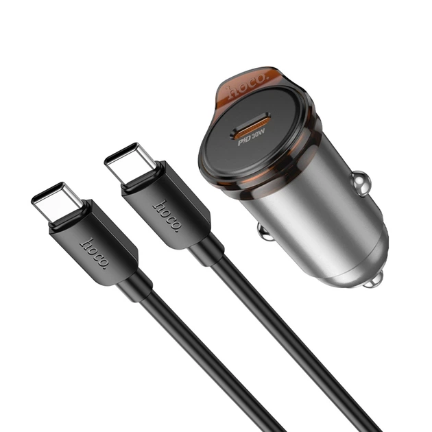 Зарядний пристрій автомобільний Hoco NZ16B Type-C to Type-c 2USB-C 45W Графітовий (37627592)