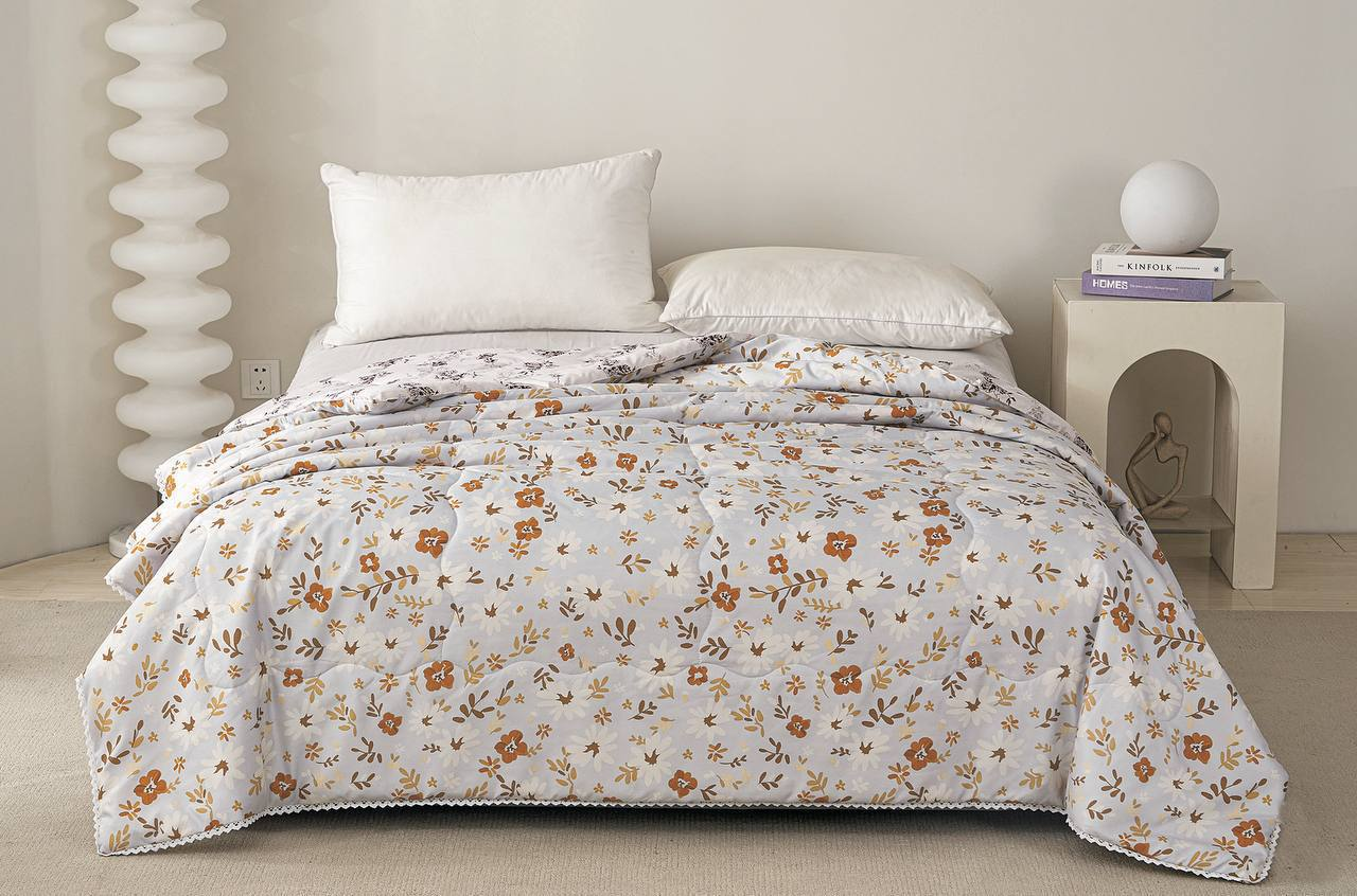 Ковдра в стилі романсу у квіточку 200х230 см Рожевий із помаранчевим