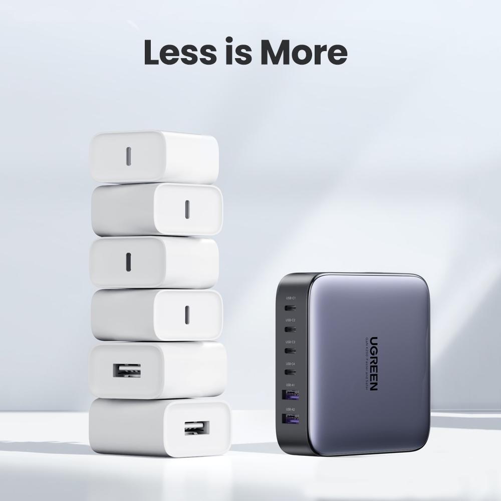 Зарядное устройство сетевое настольное UGREEN CD271 2USB/4Type-C 200W Nexode 2m GaN Desktop Charger Gray (40914) - фото 9 Зарядное устройство сетевое настольное UGREEN CD271 2USB/4Type-C 200W Nexode 2m GaN Desktop Charger Gray (40914) - фото 9