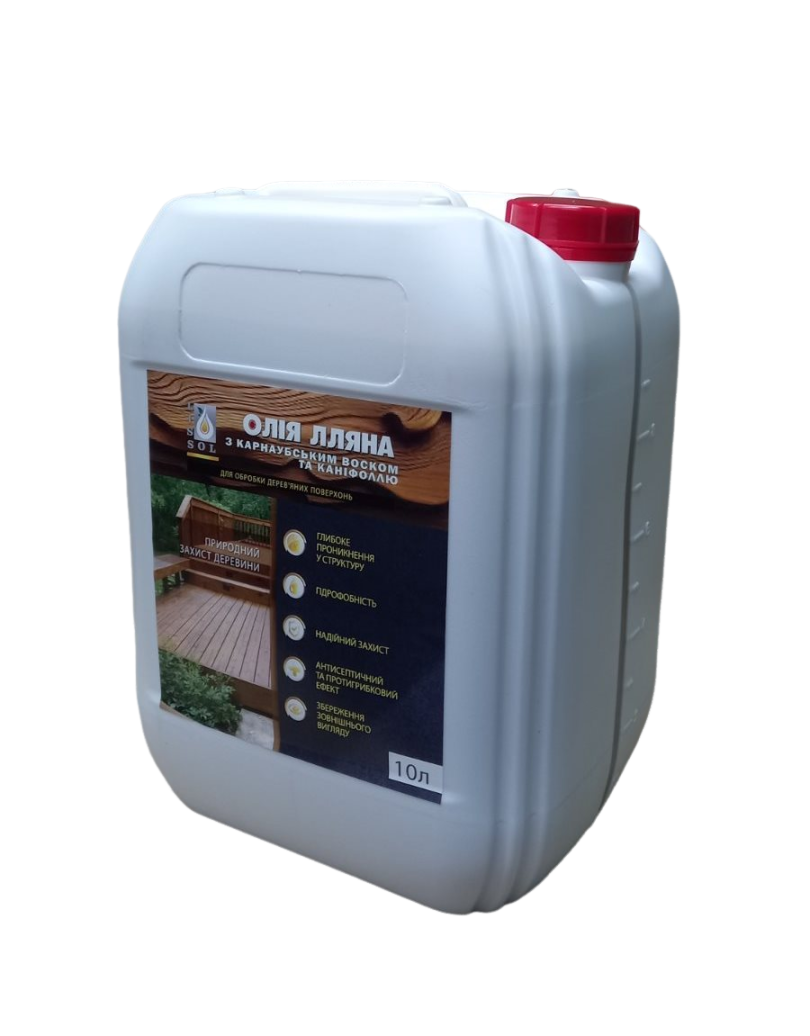 Масло льняное LISSOL с карнаубским воском и канифолью для дерева 10 л (0037)
