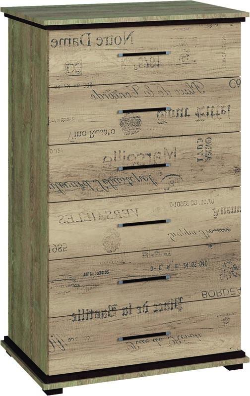 Комод Світ Меблів Палермо 6Ш 700х450х1140 мм в гостиную/детскую/прихожую/спальню из ДСП Дуб корабельный/Дуб корабельный лейбл