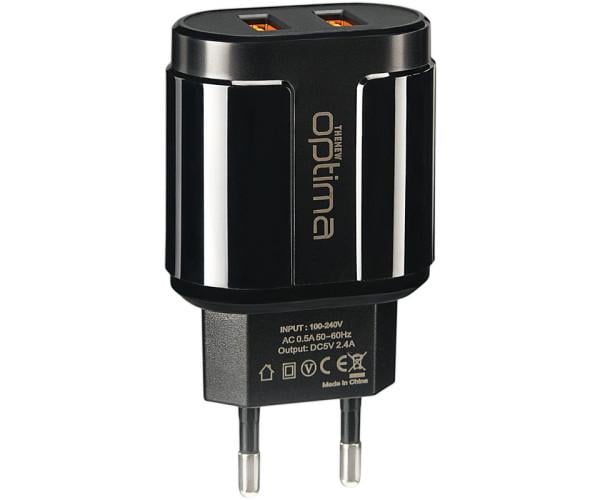Сетевое зарядное устройство Optima Avangard OP-HC02 2USB 2,4A + Cable Type-C Black