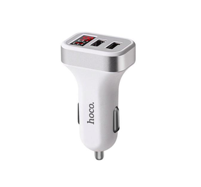 Зарядное устройство автомобильное Hoco Z3 Digital Display 2 USB/3,1A White