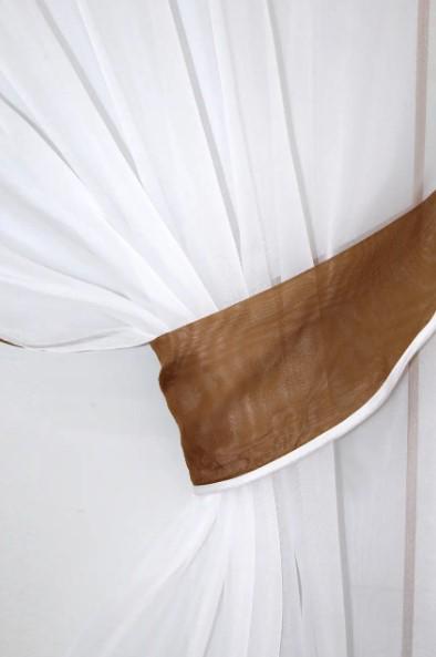 Занавеска на кухню/балкон шифон 200х170 см Белый/Коричневый (103к) - фото 3 Занавеска на кухню/балкон шифон 200х170 см Белый/Коричневый (103к) - фото 3