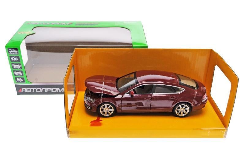 Машинка металева Автопром Audi A7 1:24  24,5х12х10 см Бордовий (68248A)