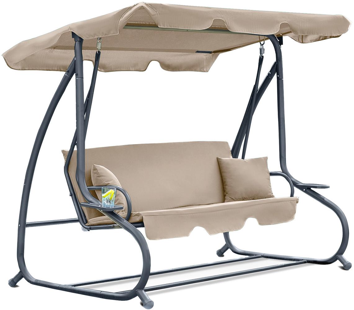 Гойдалка садова розкладна FunFit Relax Plus з тентом 230 см Beige