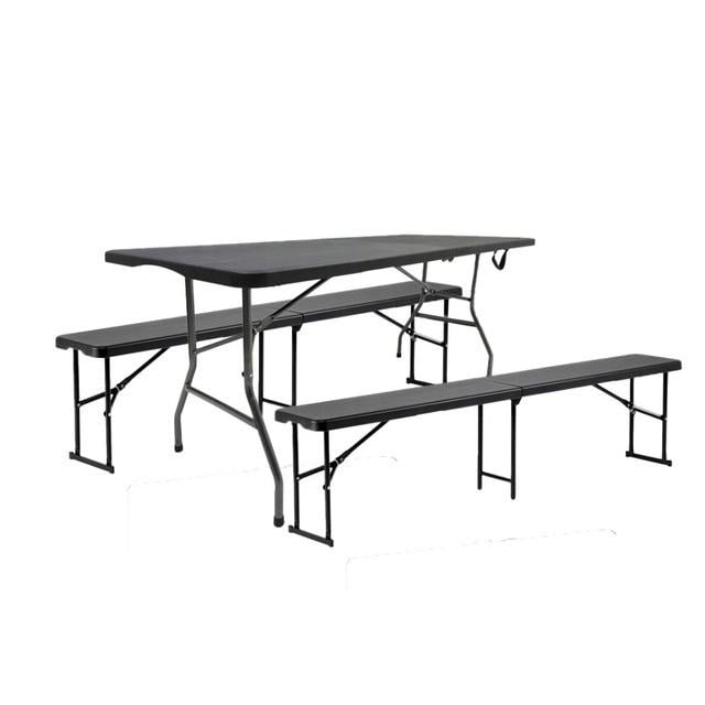 Стол раскладной для пикника и 2 лавки Bonro 180 см Черный