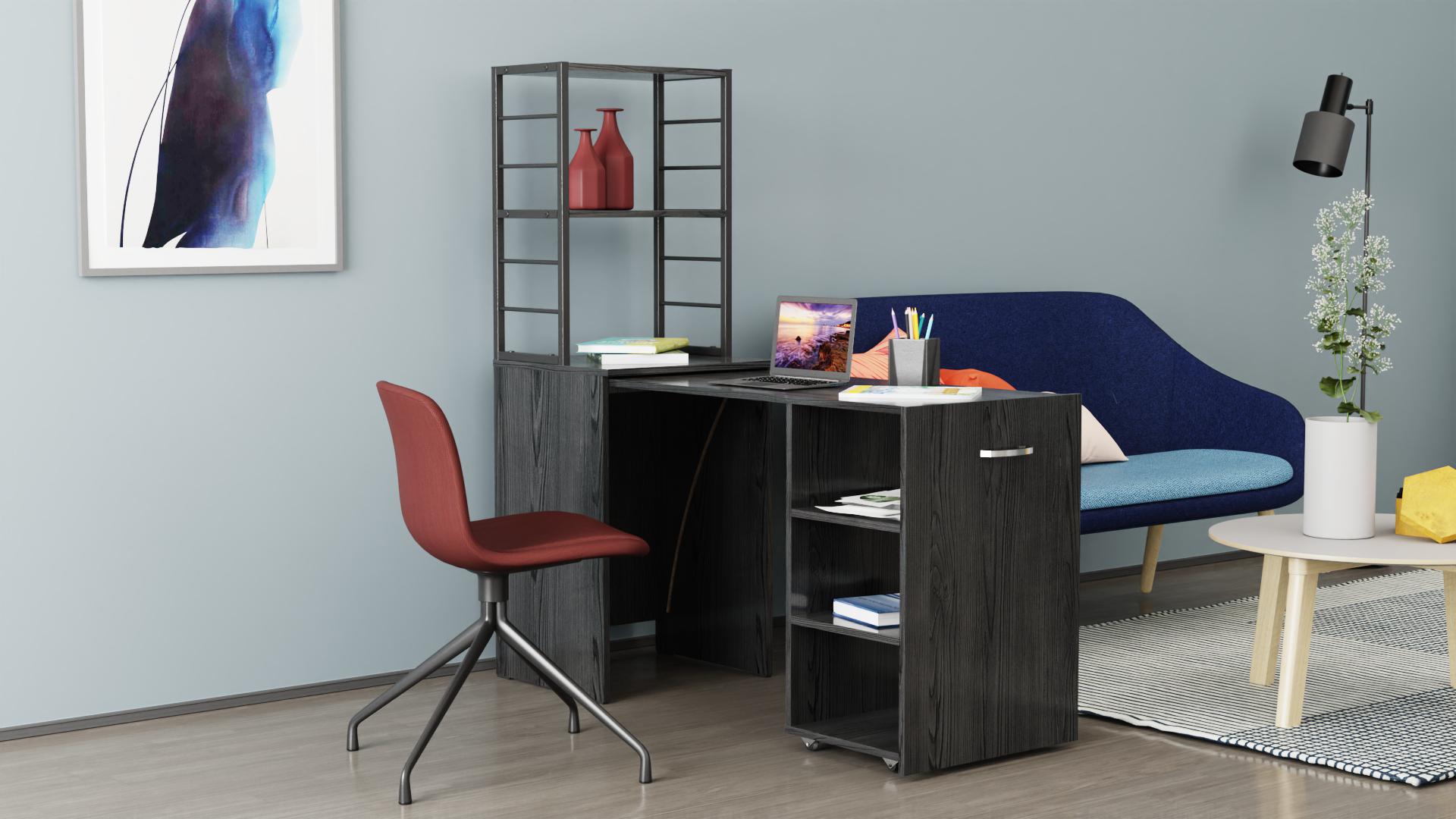 Стіл-тумба трансформер Ferrum-decor Смарт 4/1 з етажеркою метал/ДСП 16 мм 1430x1450x500 мм Чорний/Сосна Кембра (FRD-105125) - фото 7 Стіл-тумба трансформер Ferrum-decor Смарт 4/1 з етажеркою метал/ДСП 16 мм 1430x1450x500 мм Чорний/Сосна Кембра (FRD-105125) - фото 7