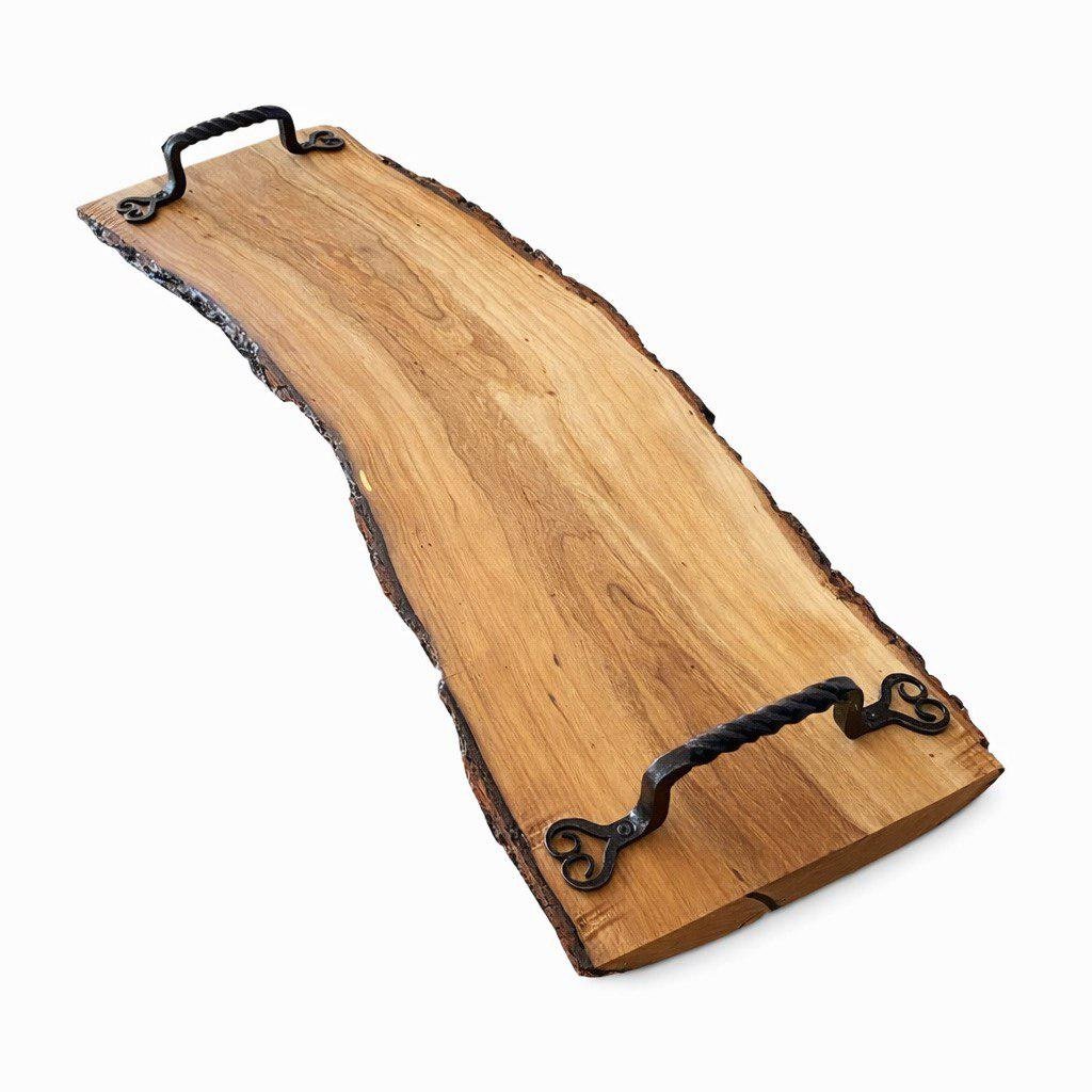 Доска деревянная сервировочная из цельного куска дерева с ручками 650х300х45 мм Коричневый (DD57482)