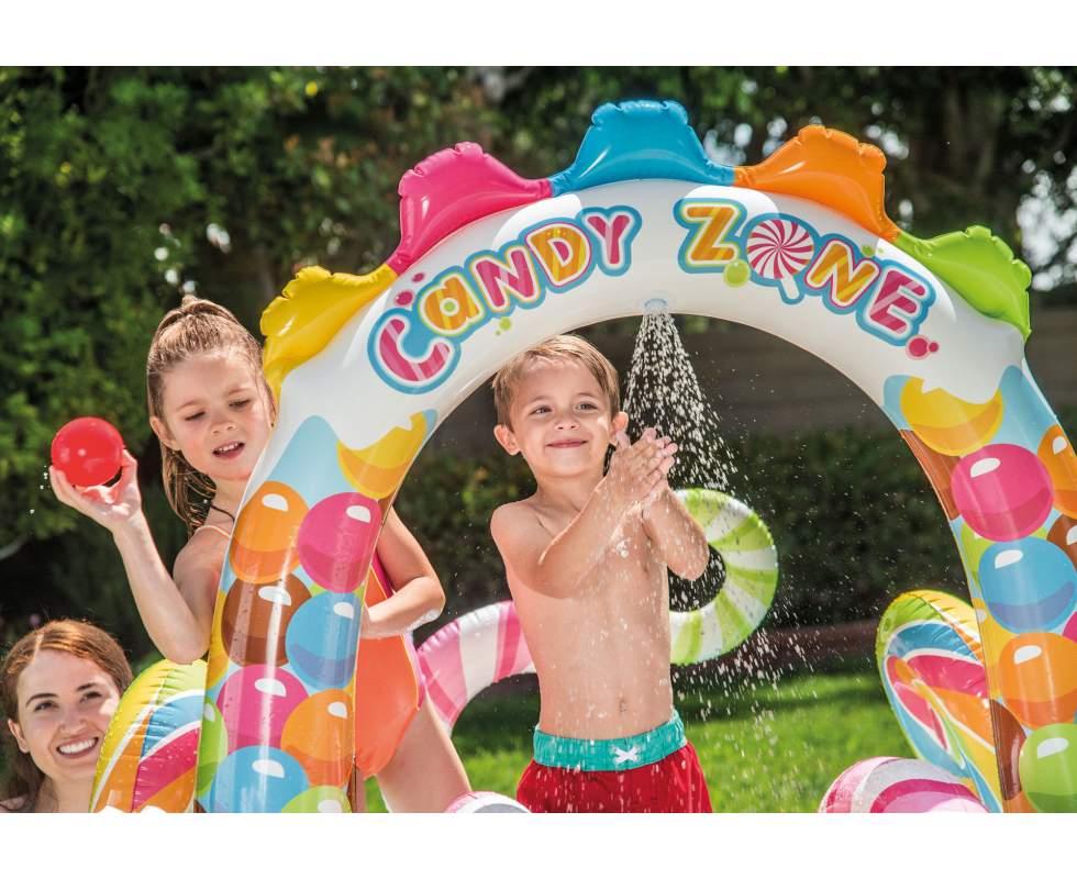 Бассейн игровой надувной Intex 57149 Леденцы с горкой и шариками 259х191 см - фото 3