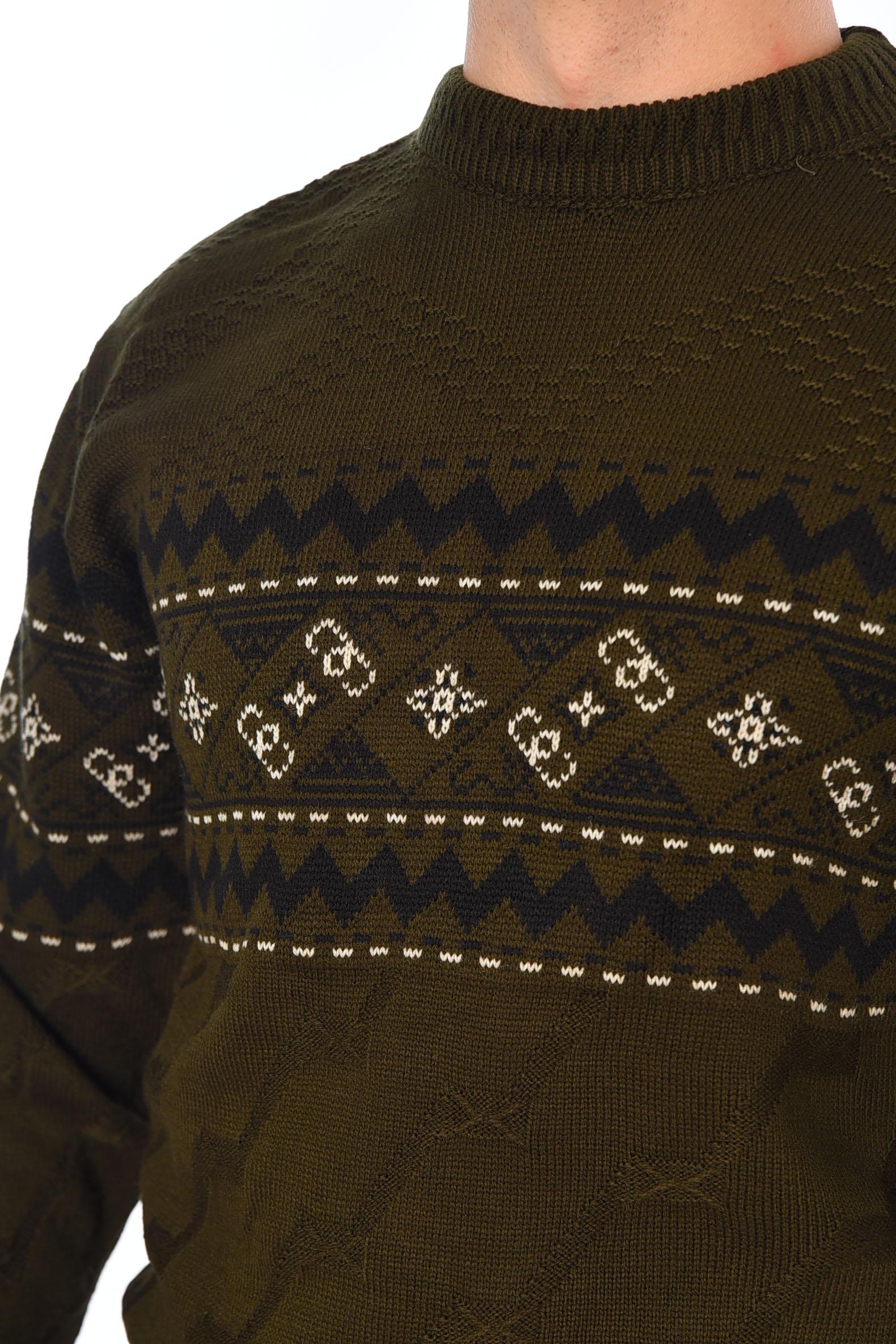 Светр чоловічий однотонний XL Темно-зелений (194513) - фото 4 Светр чоловічий однотонний XL Темно-зелений (194513) - фото 4