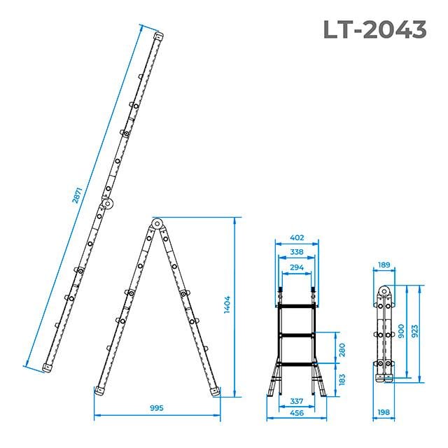 Драбина Intertool LT-2043 алюмінієва універсальна розкладна телескопічна 4x3 2,8 м (20580354) - фото 4