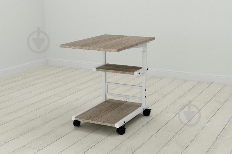 Стол приставной Ferrum-decor Адан 62x40x60 металл Белый ДСП Дуб Дуб Сонома Трюфель 16мм (ADA0012)