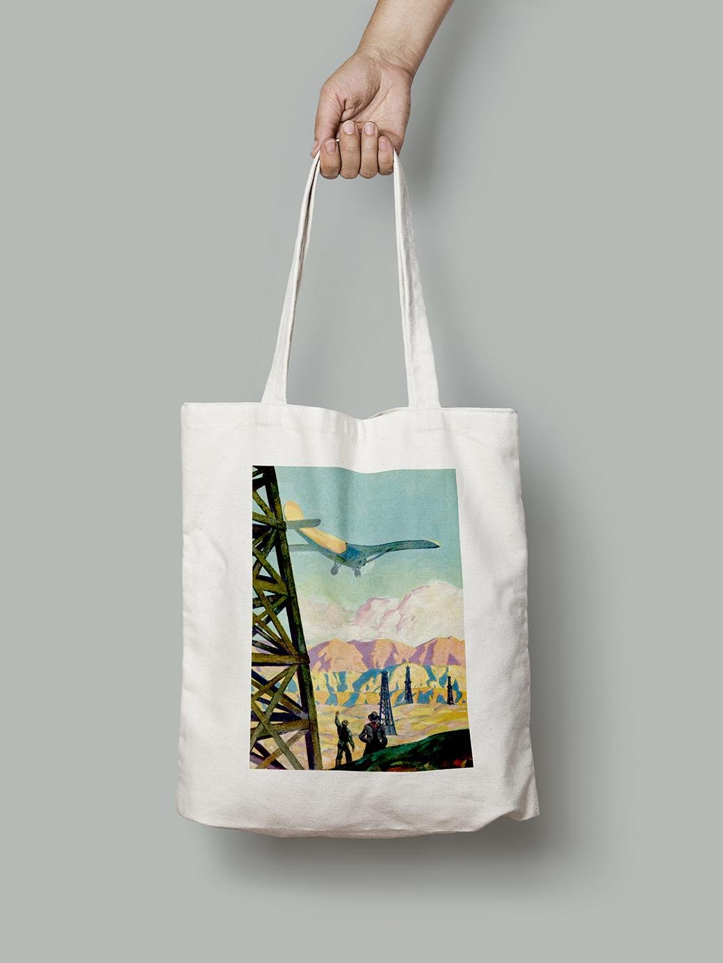 Эко-сумка Самолет над электростанциями шопер (FA08081_Bag)