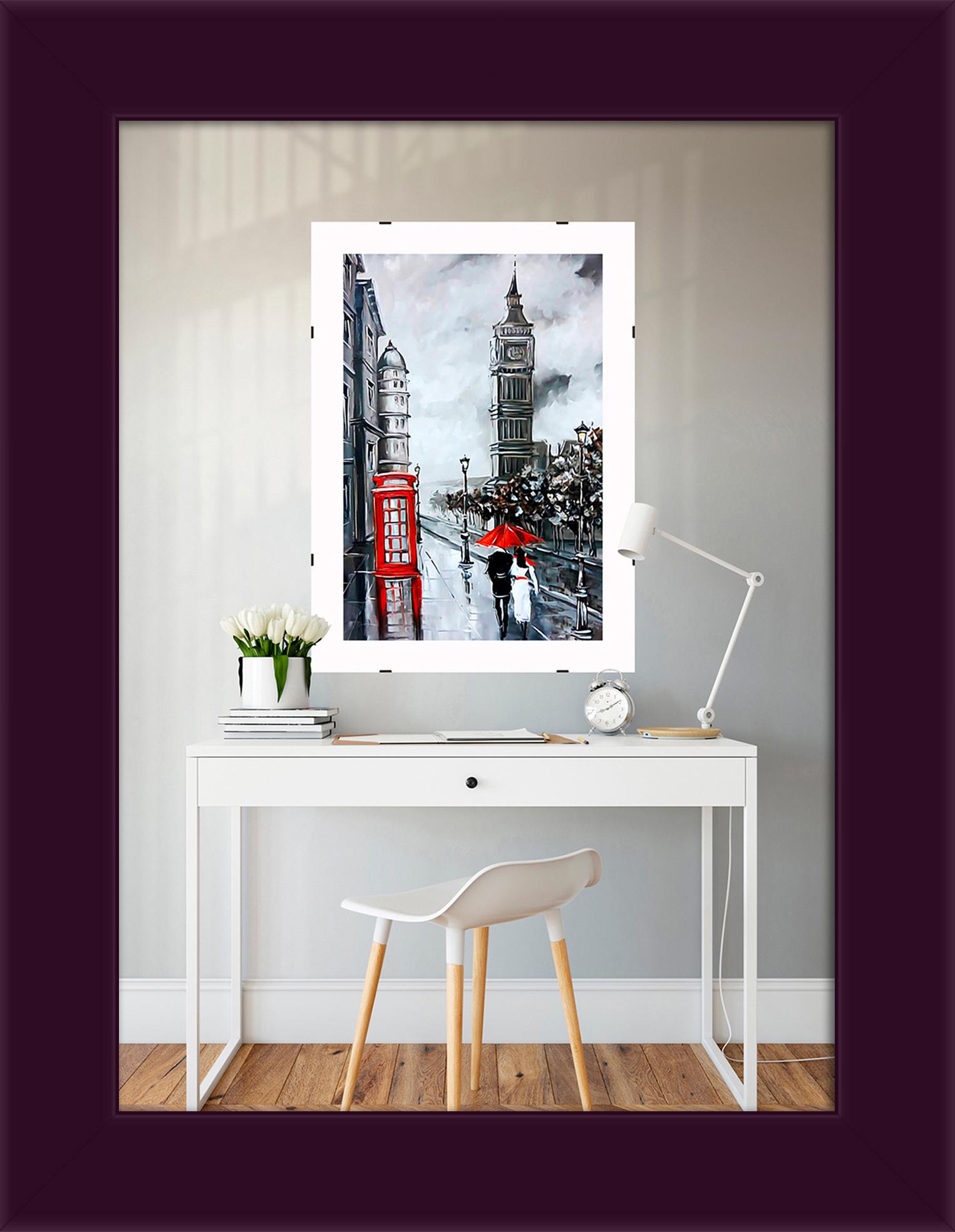 Фоторамка дерев'яна EmojiFrame 13х18 см AH2220-02 антиблікове скло 2 мм Фіолетовий - фото 1