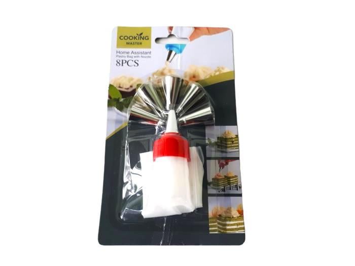 Мішок кондитерський силіконовий багаторазовий для крему з металевими насадками 6 шт. (19306)
