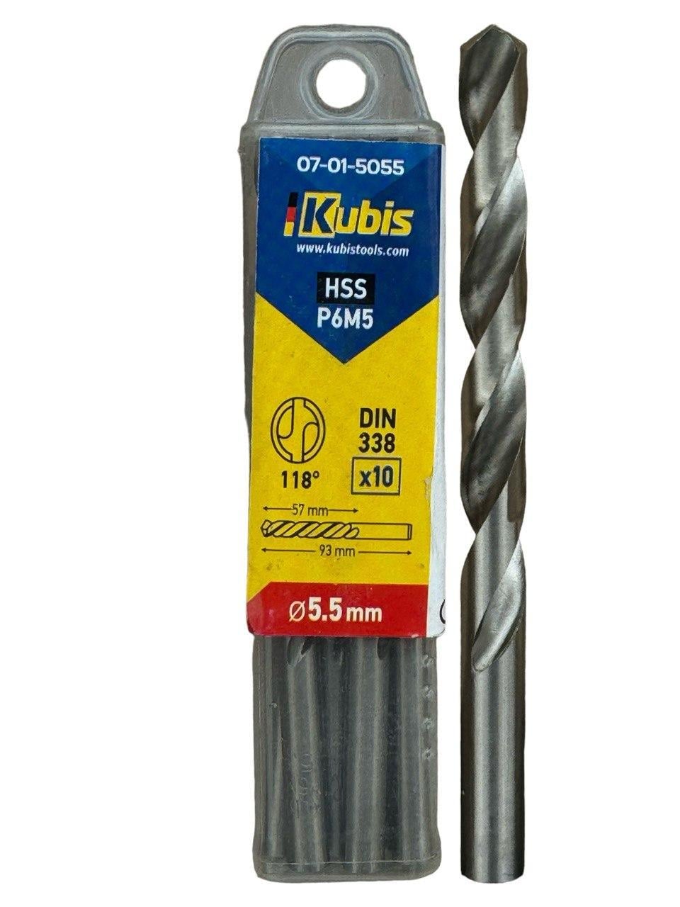 Сверло по металлу Kubis Р6М5 5,5 мм (07-01-5055)