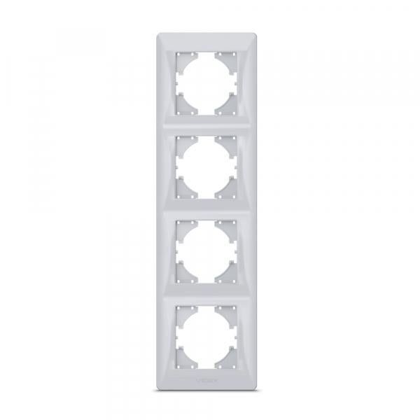 Рамка Videx на 4 місць вертикальна срібний шовк